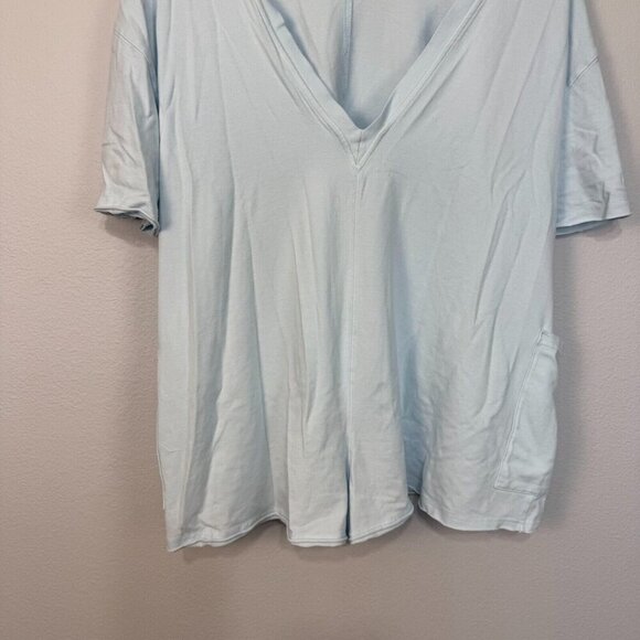 Free People Hot Shot Women's Tee Romper Relaxed Fit Short Sleeve Light Blue Sz S - Picture 4 of 11